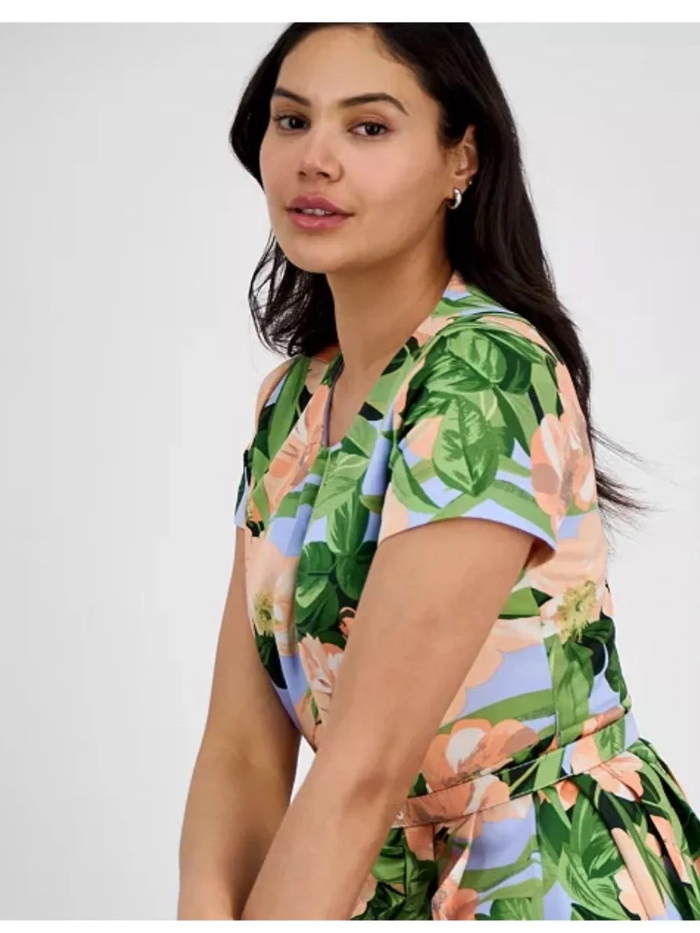 Tahari ASL Floral Belted Fit & Flare Pleated Dress Size 16 NWT - Picture 3 of 14